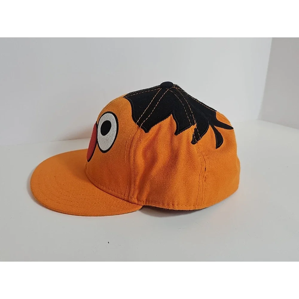 Vintage Sesame Street Ernie Hat Fitted Size 7 1/2 Orange Embroidered Wool Blend